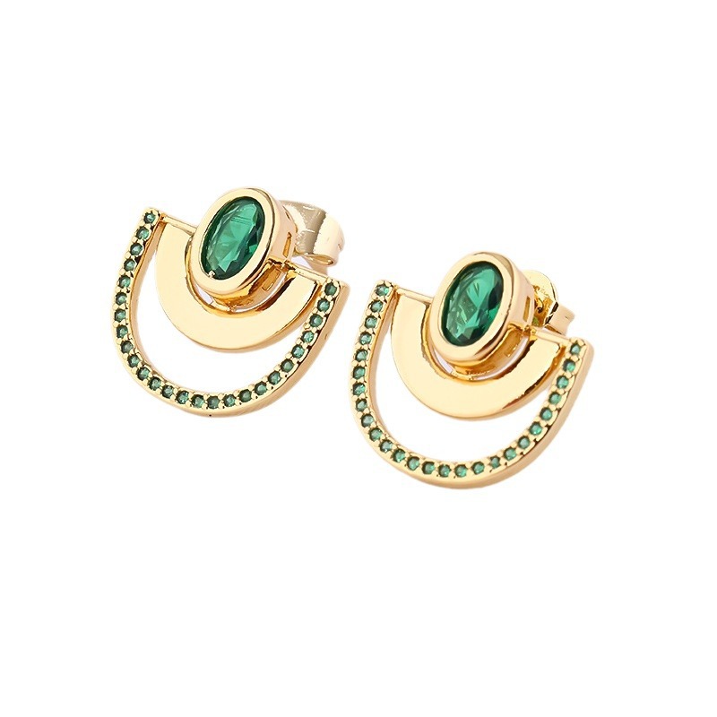 Nische High-End villfälteg Ouerréng fir Fraen Temperament nei Zirkon Mikro-Ageleet huel geometresch hallefronn Ouerréng mat héijer Faarfretention_voghion.com