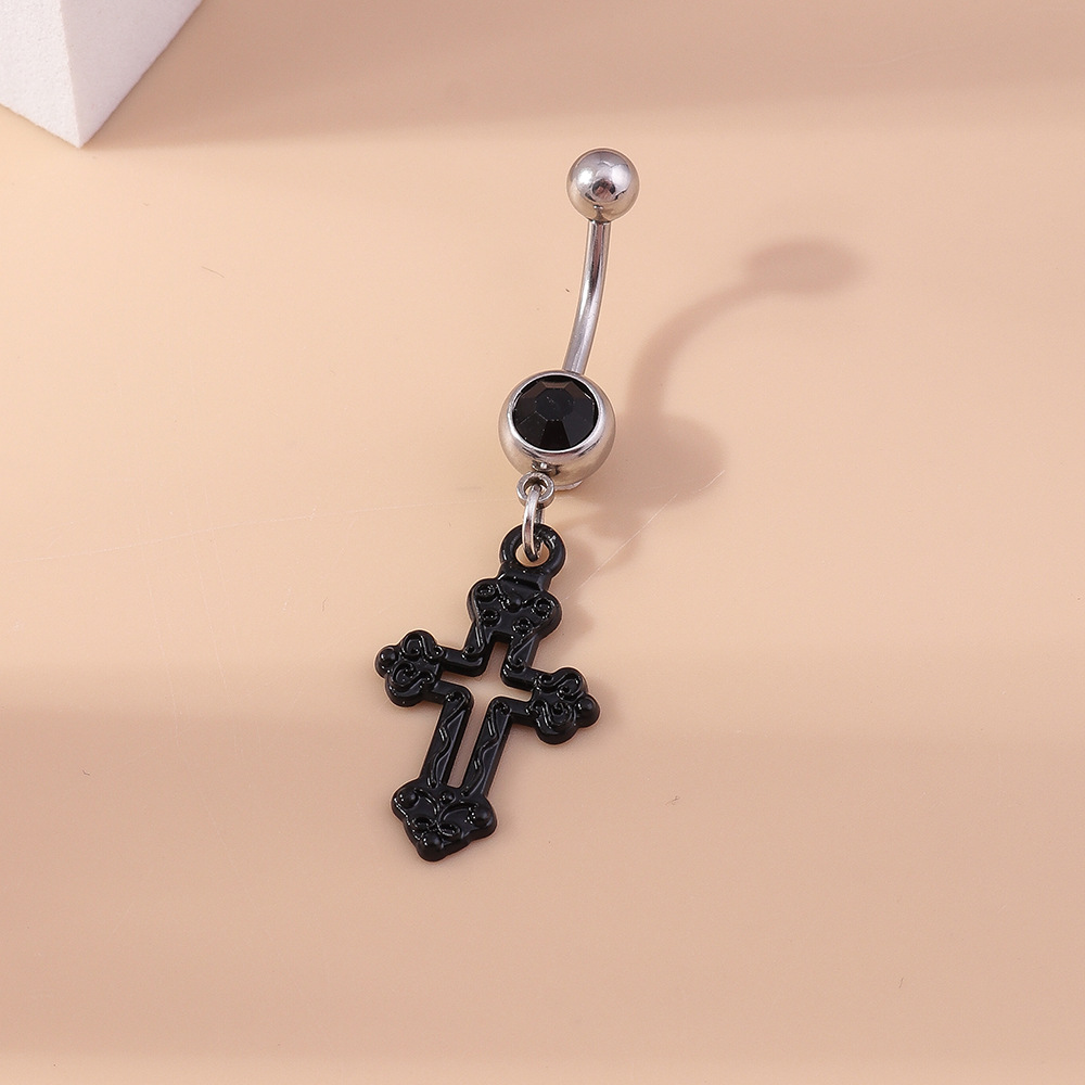 Seksowny kolczyk do pępka kółko pusty krzyż ze stopu_voghion.com