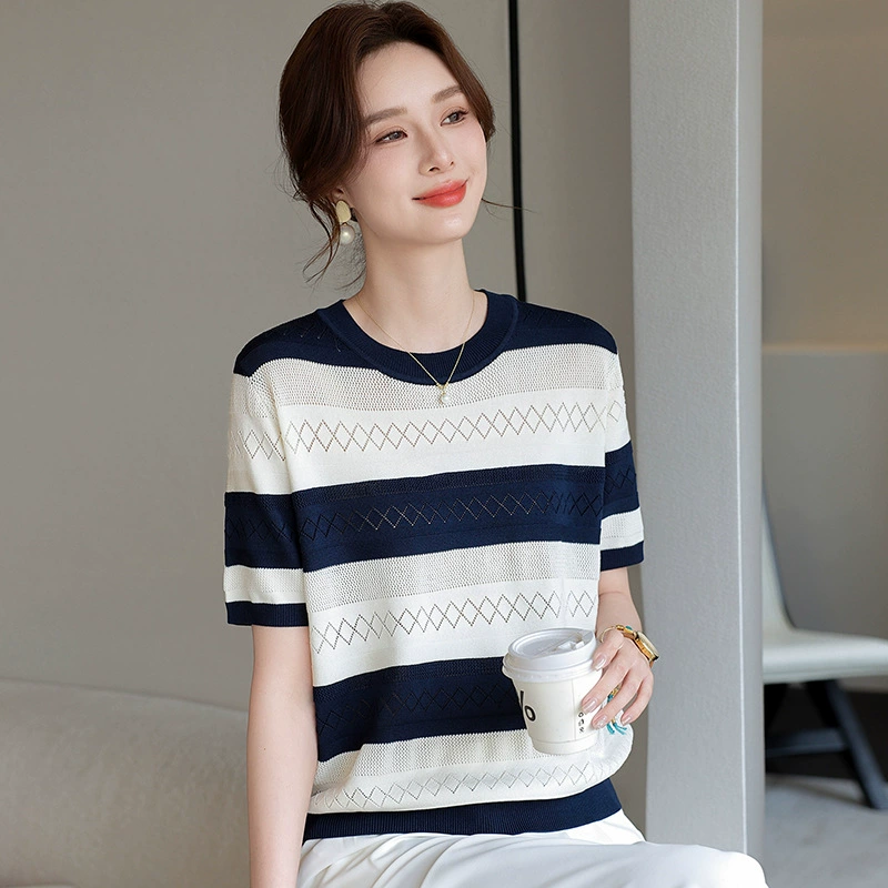 Мама летняя футболка с короткими рукавами, благородный темперамент, вязаная маленькая рубашка