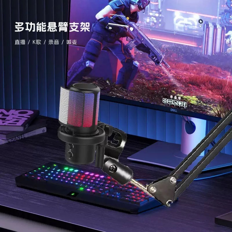 クロスボーダー専用ゲームマイクコンピュータ録音マイクスプレープロテクションネットセット付きRGBライトコンデンサーマイク|undefined