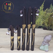 竹奕黑檀木莲蓬小葫芦香筒雕刻金粉香筒实木两用香筒批发厂家直销