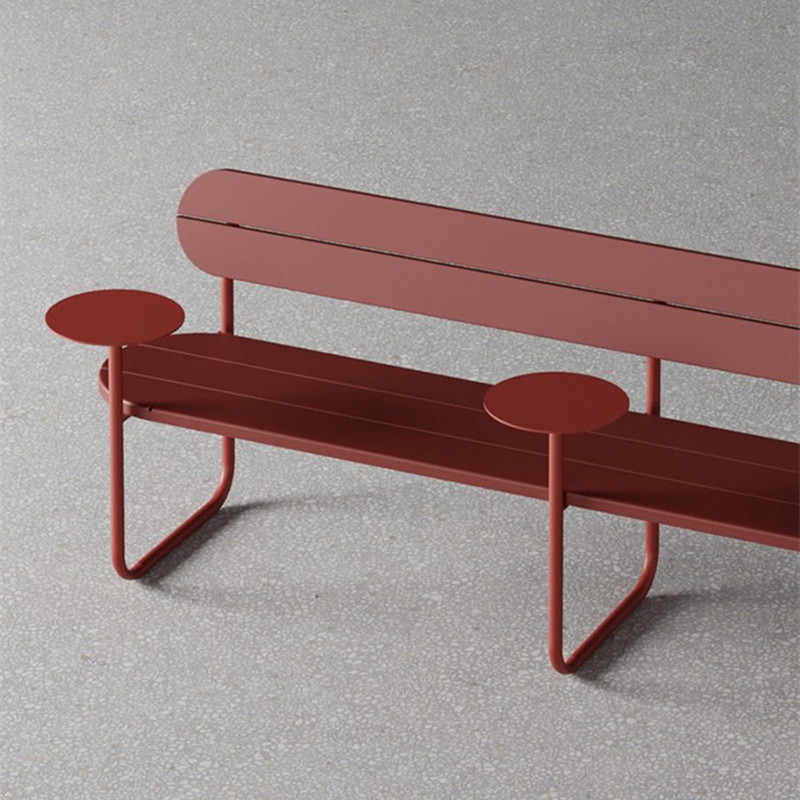 Nordic Outdoor Bench Iron Leisure Backrest Chair Homestay Hotel Courtyard Color Bench Square Park Chair