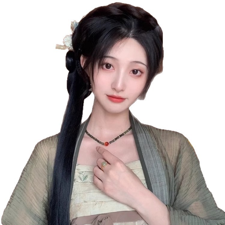 汉服假发一体式古风发髻新中式马尾造型垫发盘发古装旗袍头饰假发|undefined