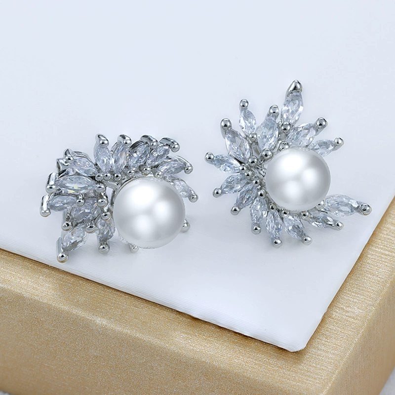 Elite fashionable realistic zirconium, pendant from pearl, one size earrings, ring, set, decorations, new collection