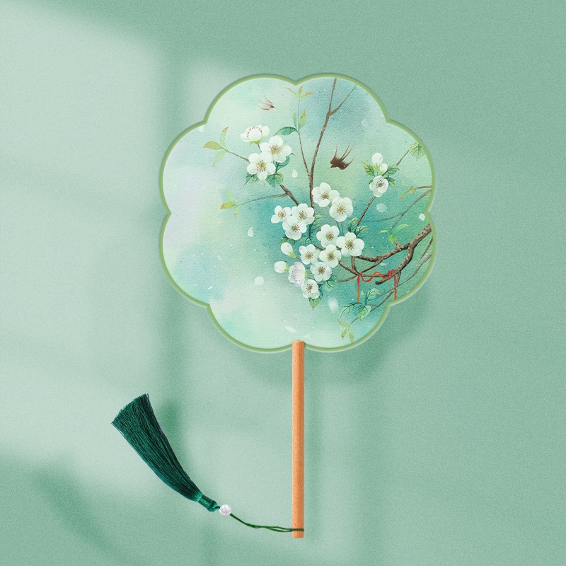 Fan de grupo de verano de estilo chino Han ropa de danza fan de estilo antiguo cheongsam ropa antiguo niños pequeños ventiladores redondos niñas ventiladores de bordilla