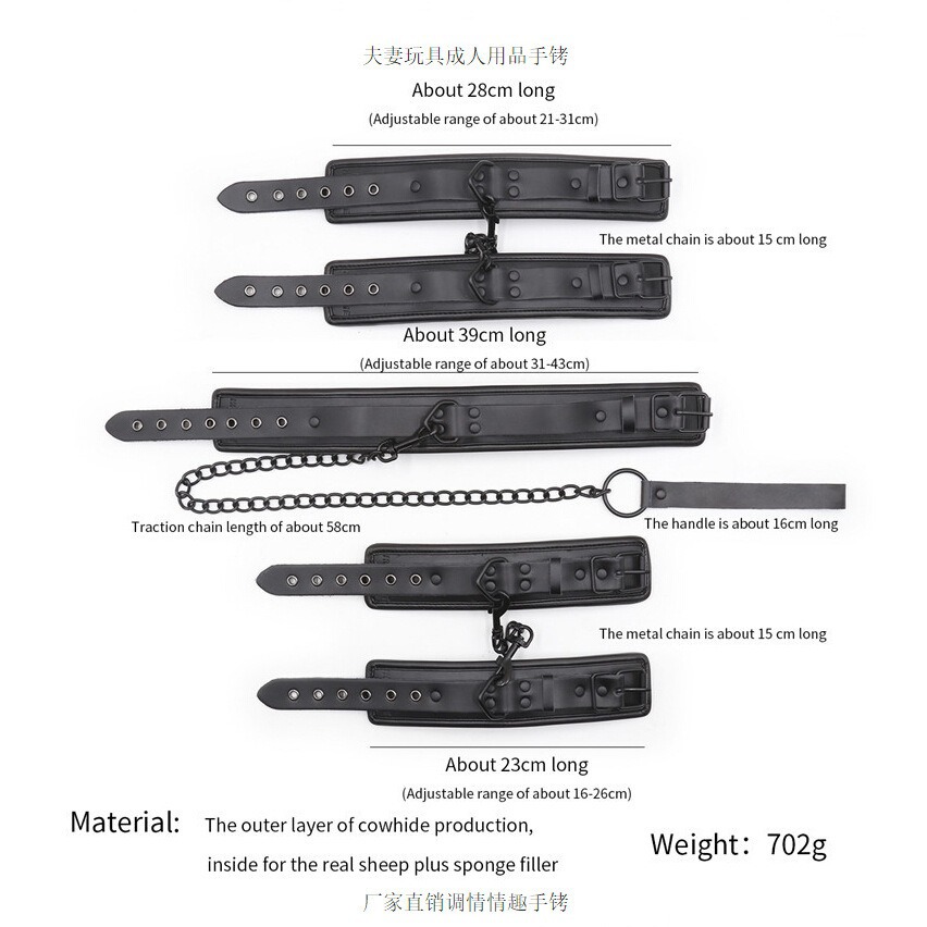 Suministrados directamente por el fabricante, juguetes novedosos para adultos, juguetes alternativos, esposas de cuero, grilletes para pies, arnés para cuello, correa para perro, conjunto de collar para cuello.