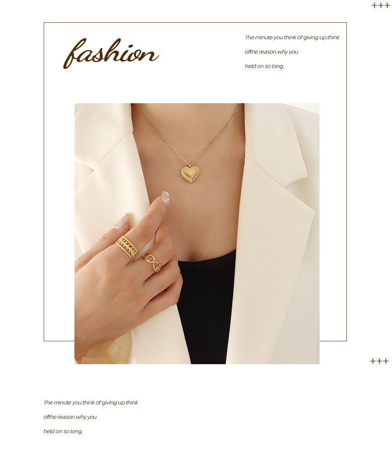 Fashion Heart Shape Titanium Steel Necklace Plating Stainless Steel Necklaces