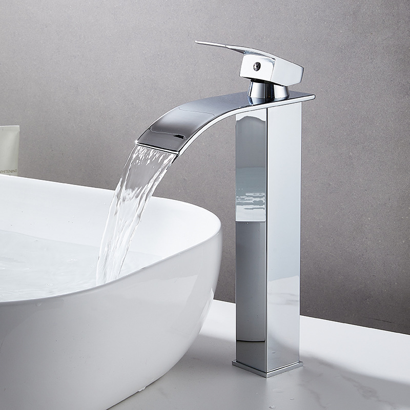 Waterfall basin, faucet, hot and cold, all-copper washbasin, washbasin, bathroom cabinet, black bathroom countertop basin, cross-border undefined