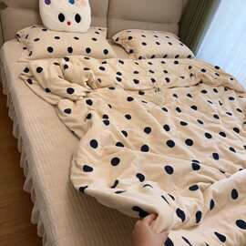 牛奶绒床盖四件套软绵绵双A款冬季四件套被罩两面可用床盖四件套