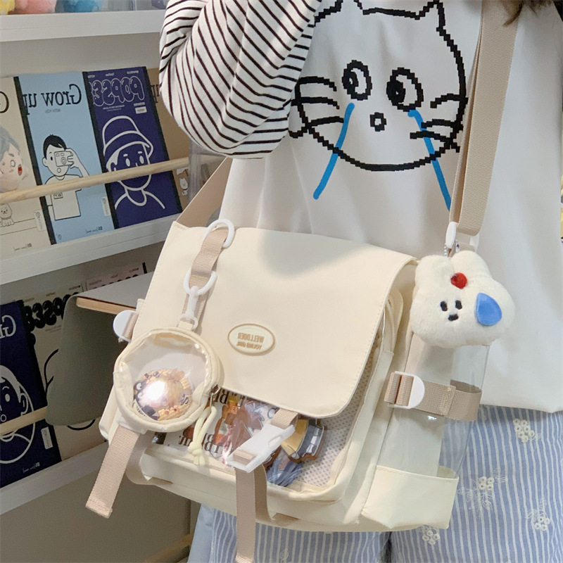 White patchwork khaki [send small round bag] [with pendant]