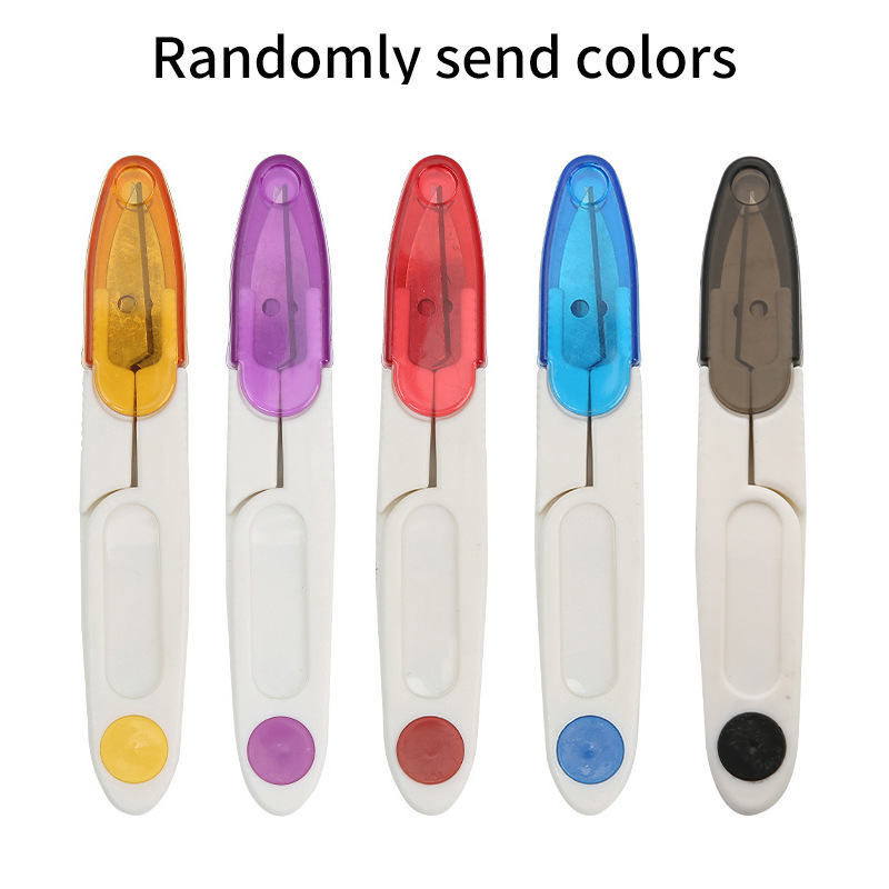 Ventas directas de fábrica Cubierta transparente de color Mango de plástico Tijeras de hilo de seguridad Tijeras de hilo de pescado Tijeras de hilo Accesorios de herramientas de sastre portátiles