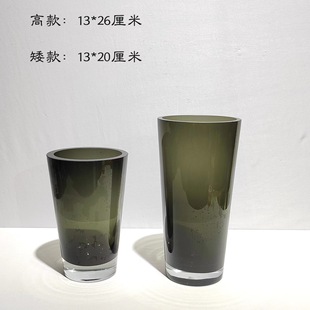 現代簡約灰色高檔花瓶台面插花擺件家居客廳茶幾樣板間裝飾設計陳