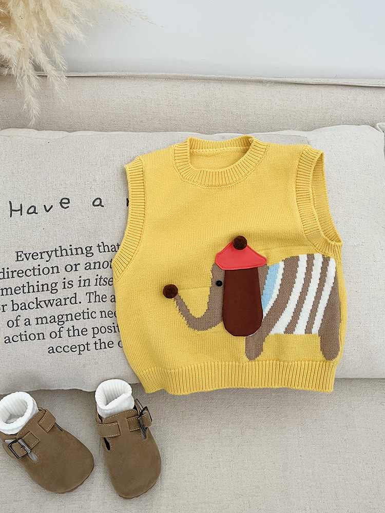 Primavera y otoño chaleco de punto coreano para bebés encantadores chalecos sin mangas de dibujos animados para bebés y bebés chalecos sueltos de moda