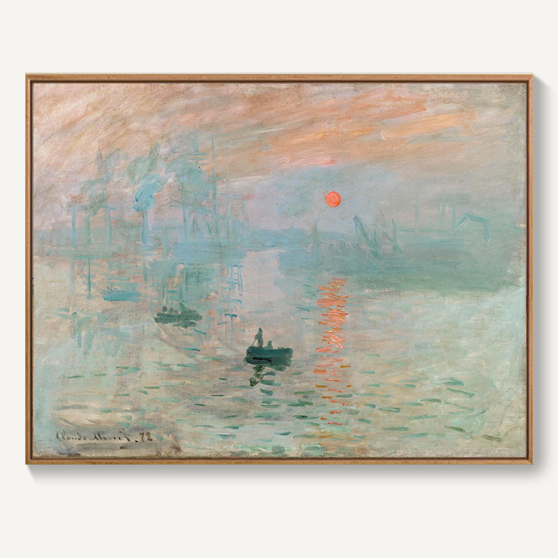 モネ日の出イメージ装飾画北欧客間レストラン掛け画抽象風景油絵寝室壁壁画麦畑|undefined