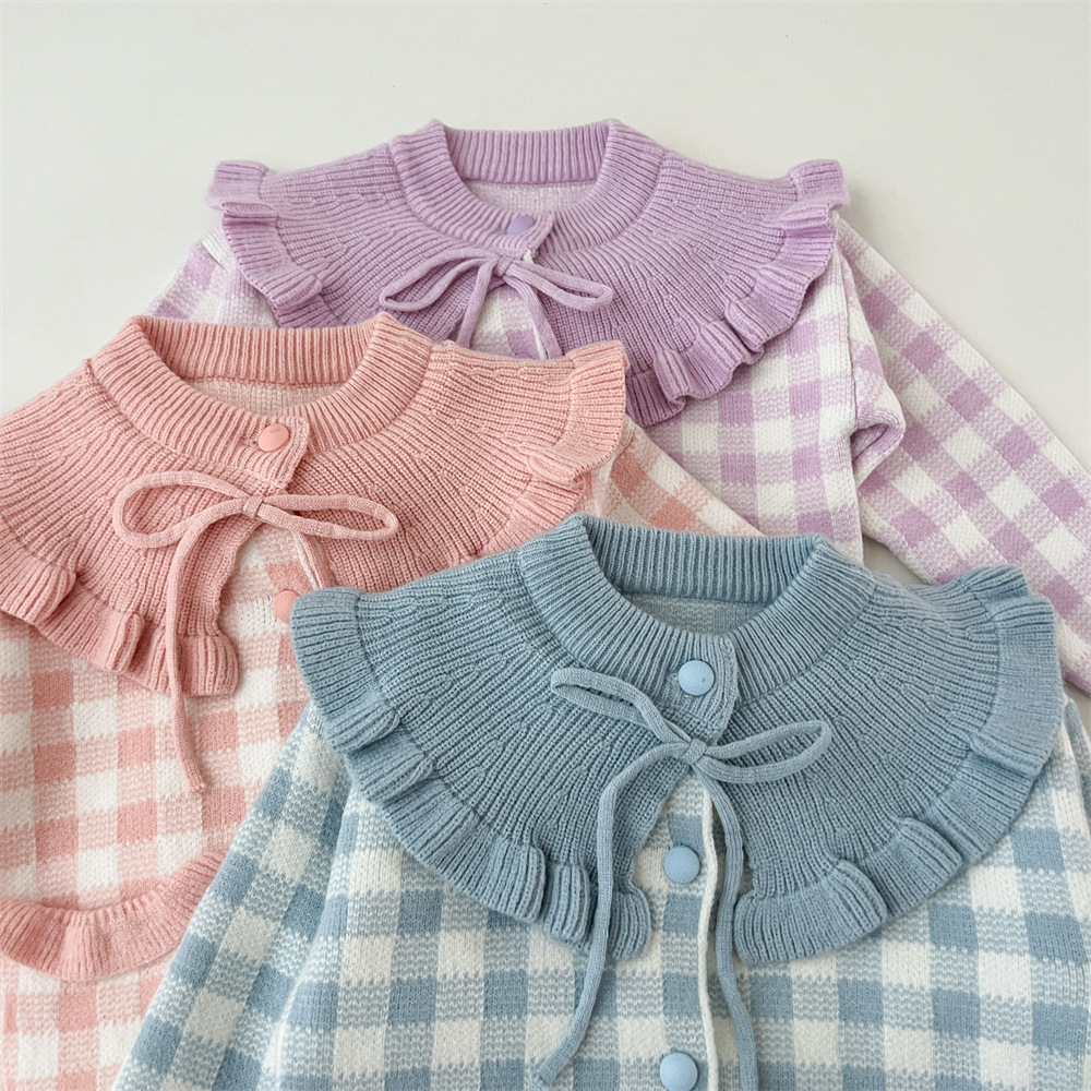 2024 Ediție coreeană nouă, guler toamnă/iarnă, pulover pentru fete, pantaloni scurți, stil la modă, carouri_voghion.com