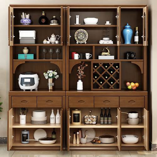 Factory direct sales new Chinese style solid wood sideboard modern simple wine cabinet multifunctional storage cabinet for dining room and living room