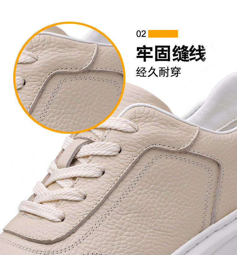 Giày da bò lớp đầu nam đế thấp thoáng khí dây buộc — GX1155 Màu đen, GX1155 màu trắng nhạt chi tiết 16