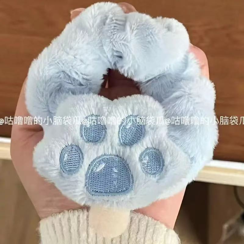 파란색 아이스바 머리끈