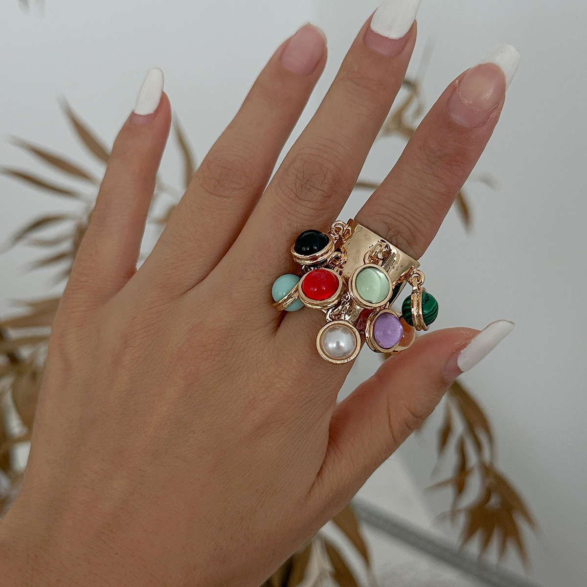 16g Weight Charm Rings Classification 1 Piece Quantity Holiday Occasion Alloy Material Geometric Pattern Women's Gender Plating Design Streetwear Style Streetwear Geometric Arylic Alloy Plating Women's Charm Rings 3