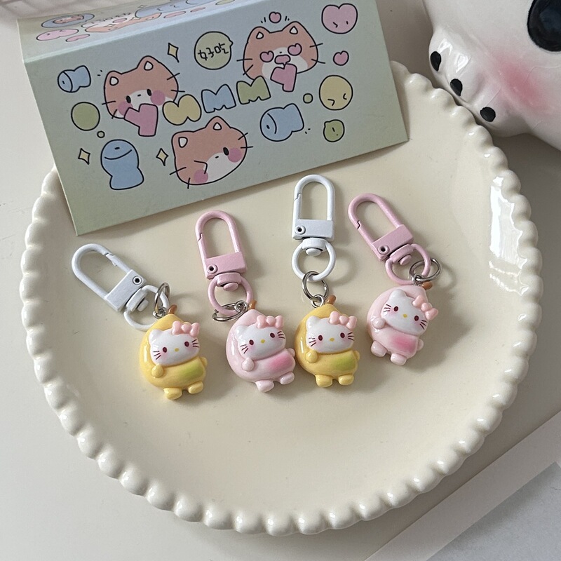 Banana kt resin keychain cute girl heart soft cute simulation fruit kitten pendant lovers girlfriends accessories Banana kt resin keychain cute girl heart soft cute simulation fruit kitten pendant lovers girlfriends accessories
