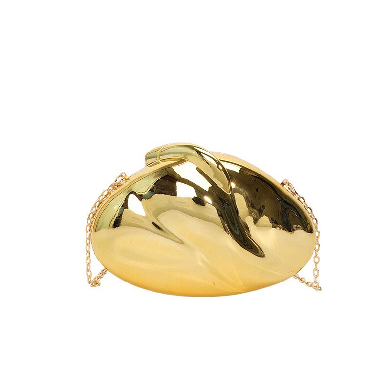 2025 New Oval Acrylic Electroplated Glossy Dinner Bag Fashionable European and American Style Chain Shoulder Clutch Bag Cross-Border
