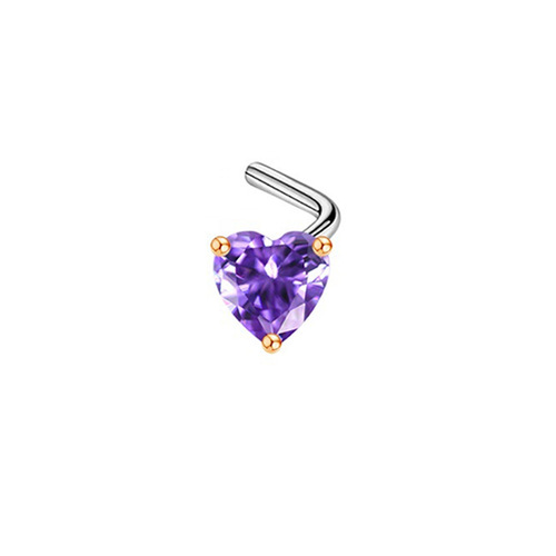 Gaibei Europe and America cross-border heart-shaped nose nail stainless steel nose nail nose ring nose decoration zircon nose nail human body piercing jewelry