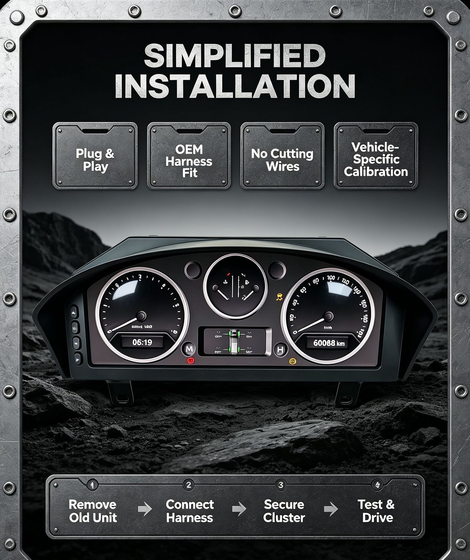 Suitable for Land Rover Defender Full Lcd Instrument Panel 12.3inch Old-To-New Instrument Assembly