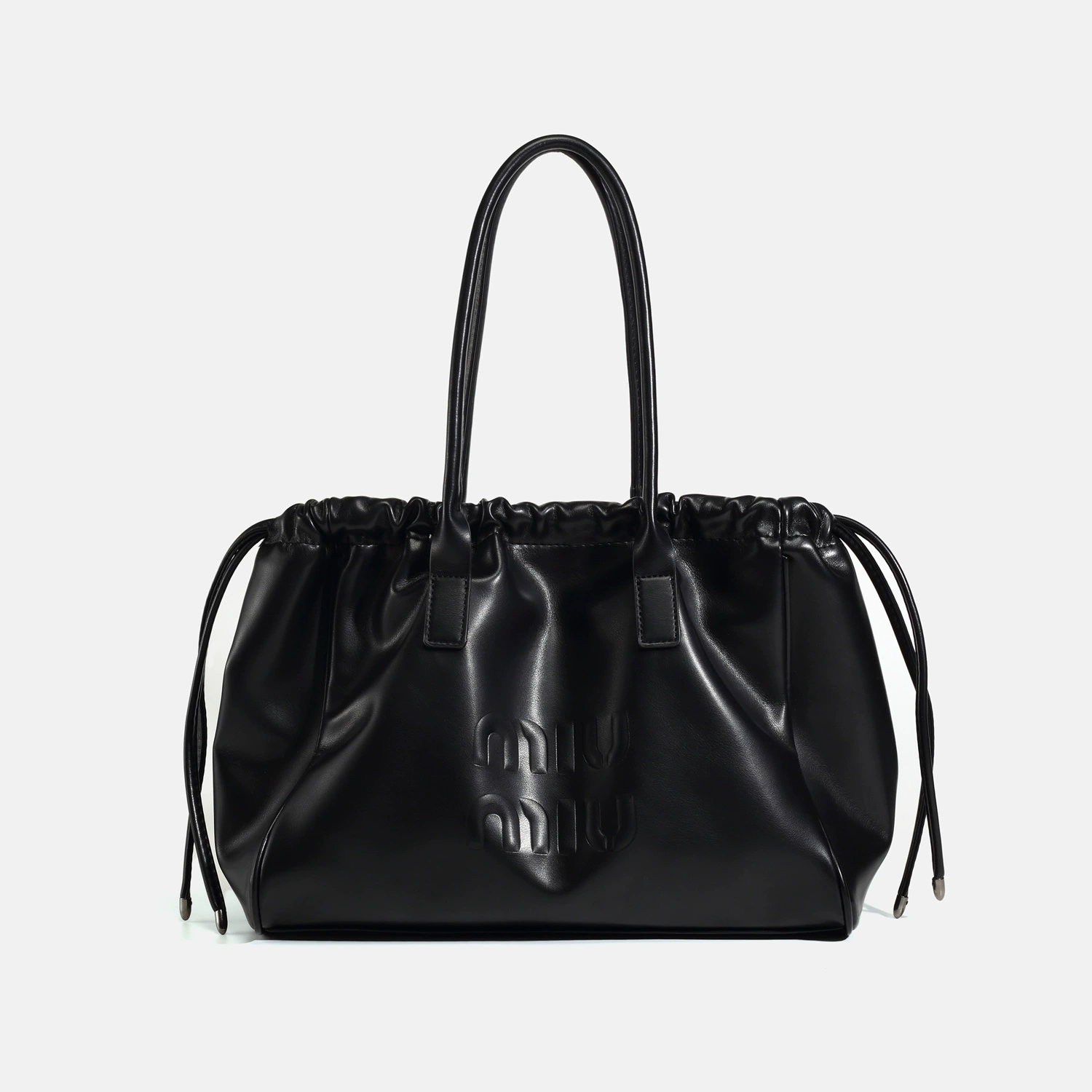 One-shoulder bag, high-end, black, premium finish drawstring top