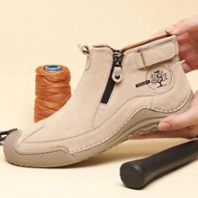 切尔西靴男真皮休闲鞋冬季短靴英伦风高帮皮鞋侧拉链中帮马丁靴子