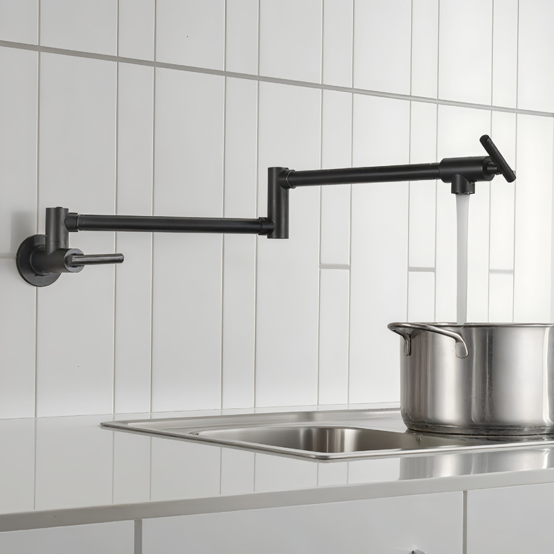 Foreign Trade Brass Pot Filling Faucet, Wall-Mounted, Foldable, Rotating, Electroplated Kitchen Stove Hidden Faucet