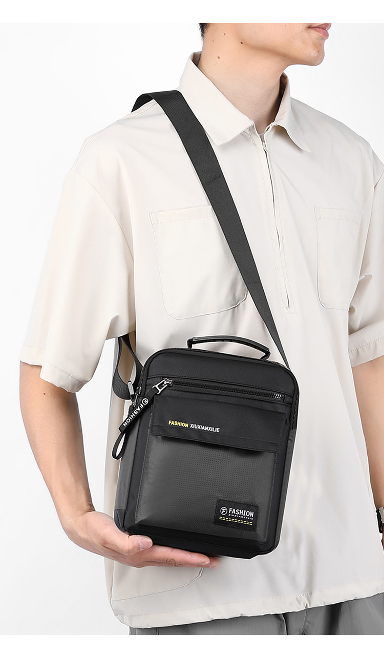Men's large-capacity bag, nylon fabric single-shoulder bag, new business commuting crossbody bag, vertical small bag, hand-held men's bag undefined