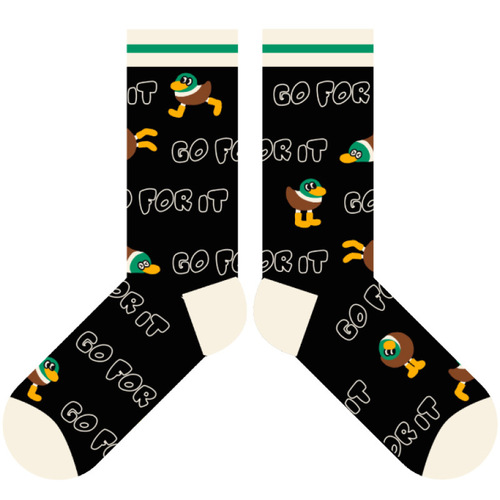 Spring and autumn new women's socks duck duck personalized cartoon socks cute mid-calf socks deodorant sweat-absorbent striped trendy socks