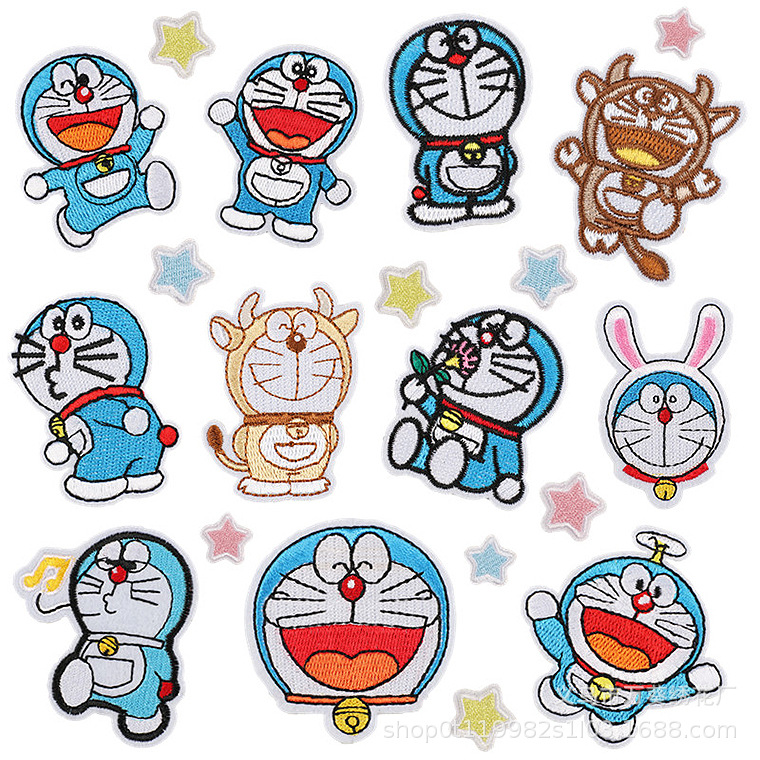 日本哆啦a梦刺绣布贴叮当猫卡通补丁贴电脑绣花标机器猫动漫人物