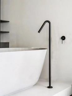 Italian Minimalist Floor-Standing Bathtub Shower Faucet All-Copper Hot and Cold Independent Split Tank Side Faucet