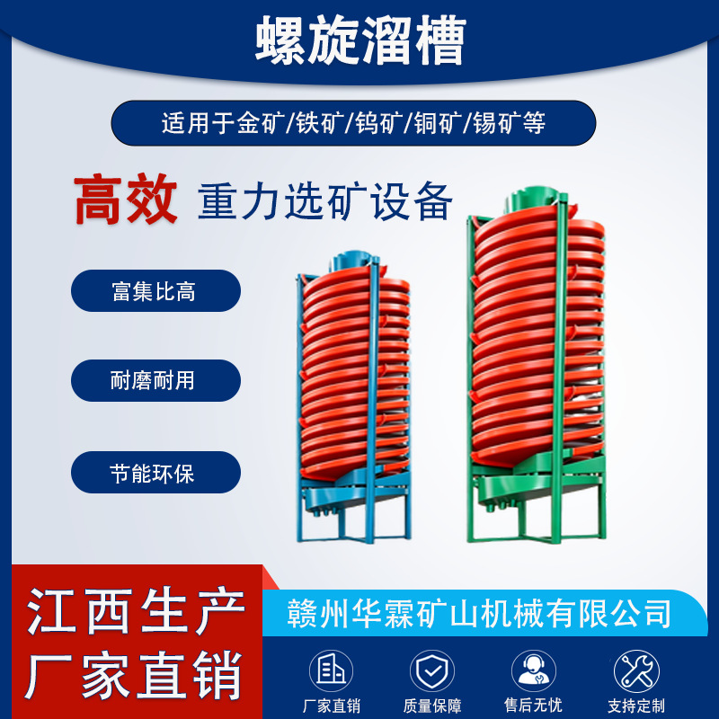 1200 型玻璃钢螺旋溜槽 钨锡矿分选设备 矿山重选整机可配支架