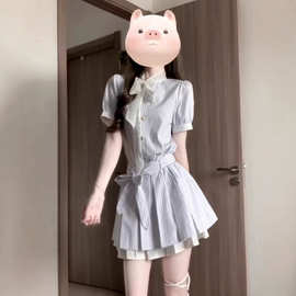 韩系条纹衬衫连衣裙子女夏季2026新款miu系穿搭独特漂亮绝美短裙