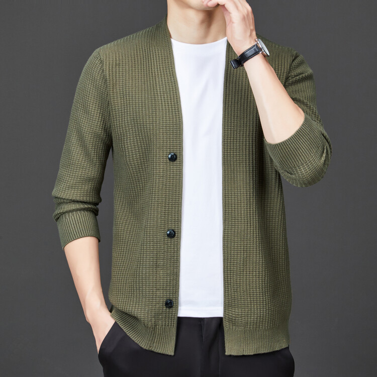 Cárdigan de punto nuevo para hombre, otoño e invierno, cómodo, sencillo, estilo diario, versátil, informal, lana sintética.