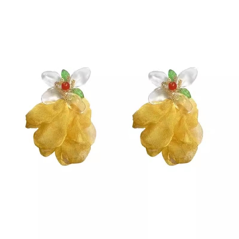 Vacancias suave hilo de malla brilla petal pendientes 2026 nuevo super temperamento perla perla hermosa joyas de orejas