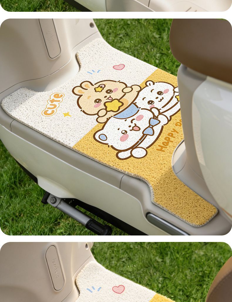 Suitable for Yadi Maimang Electric Scooter Foot Mats, Waterproof and Non-Slip, Cute Cartoon Style Electric Scooter Wire Loop Foot Mats