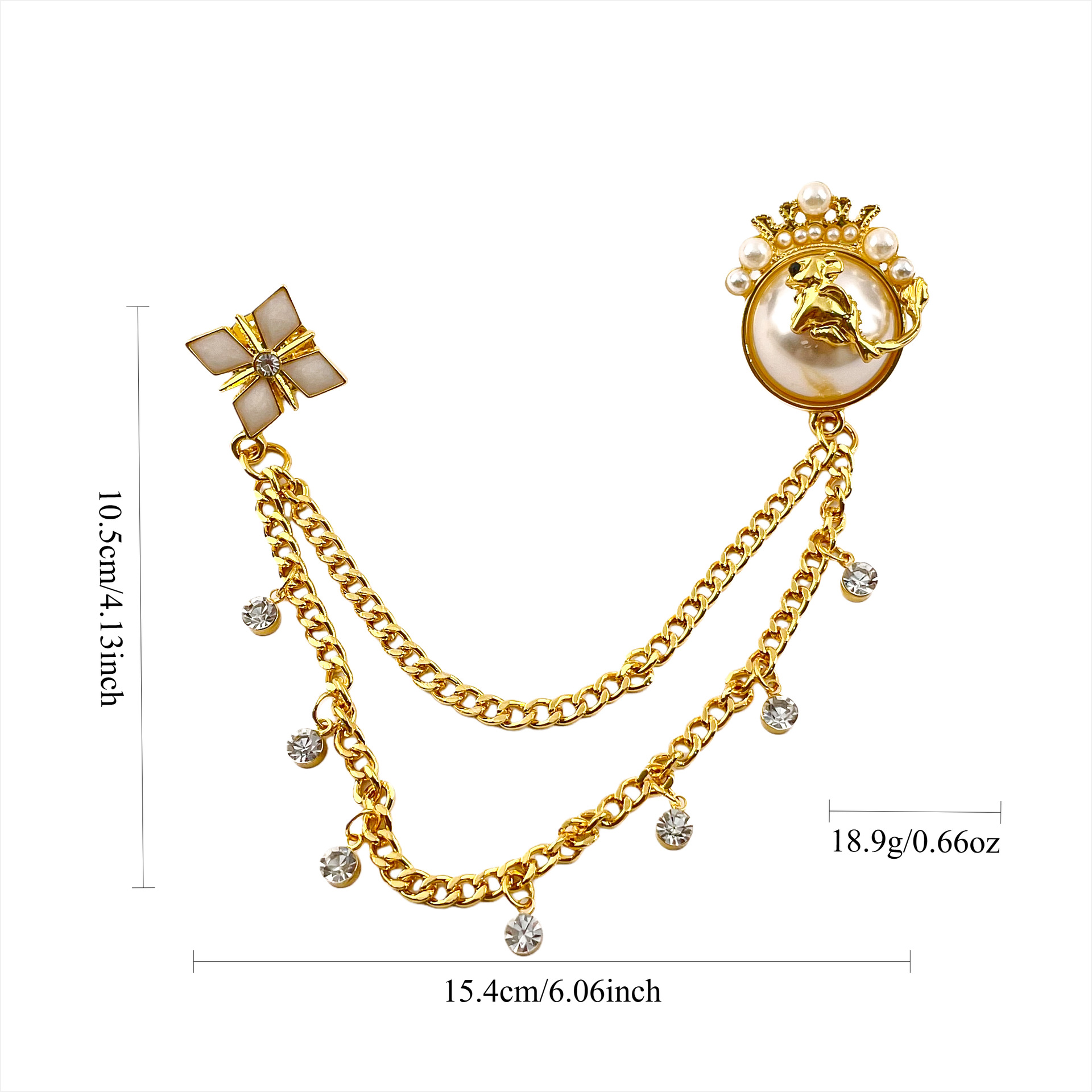Retro Accessible Luxury Pearl Brooch Women's Niche Design Gold Chain Tassel Pin High-End Accessories Corsage