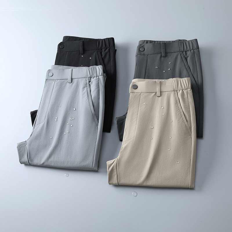 High-End Men's Casual Trousers Summer Loose Straight Elastic Business Soft Shell Sports Hiking Breathable Men's Trousers