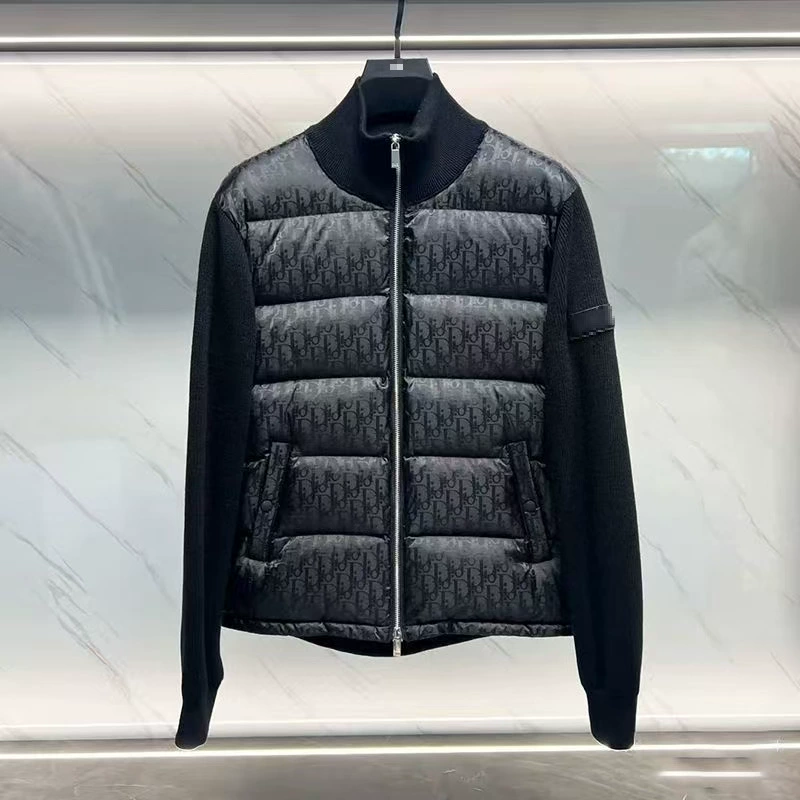 2025 новая осенне-зимняя готовая вязаная куртка с воротником-стойкой и вставками, повседневная хлопковая куртка для мужчин, модная теплая зимняя куртка