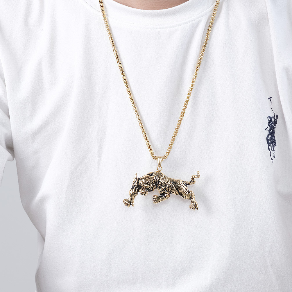 Fashion Tiger Stainless Steel Pendant Necklace Polishing Stainless Steel Necklaces_colorza_5
