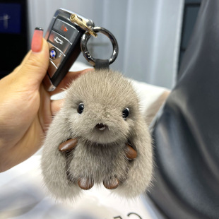 Internet Celebrant Mink Fur Rabbit Backpack Pendant Cute Plush White Rabbit Fur Car Keychain Pendant