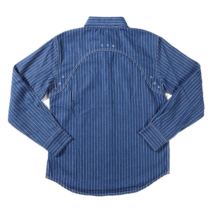 OKONKWO Americano Retro ferrocarril rayas verticales camisa de trabajo de los hombres de Mezclilla camisa de manga larga camisa de trabajo