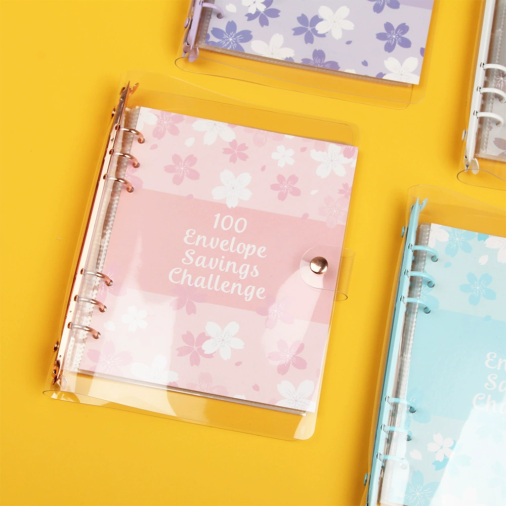 Блокнот для экономии денег на 100 дней (100EnvelopeChallenge), ежедневник для накопления, цветущая сакура