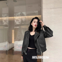 复古PU皮衣外套女2024春秋韩系小个子时尚百塔显瘦机车皮短款夹克