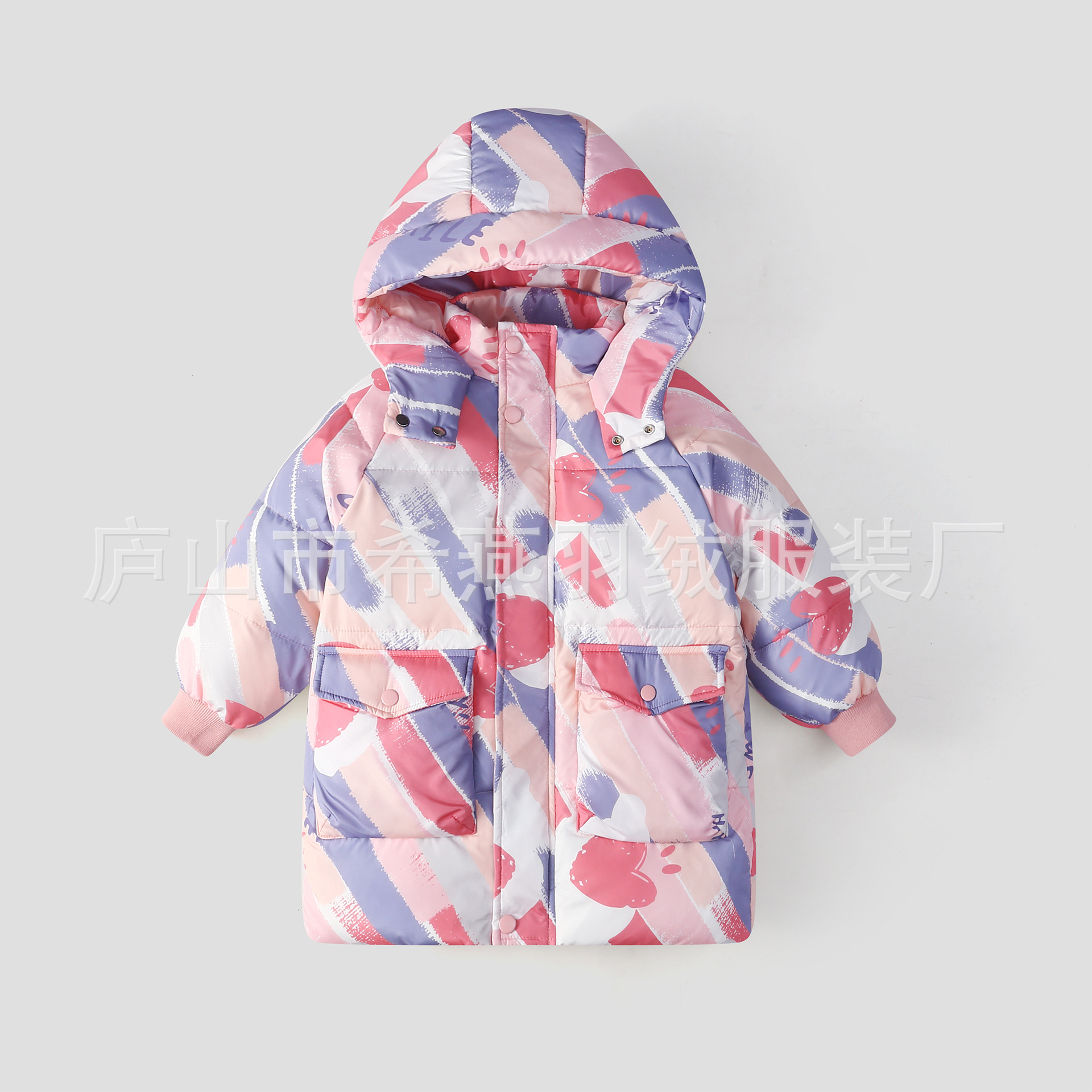 Ropa de invierno de longitud media estampada para niños, ropa de abrigo para niñas y niños