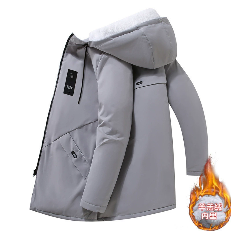 Пальто мужское плюшевое утолщение Корейская версия повседневной свободной куртки осенне-зимняя одежда мужское пальто с капюшоном