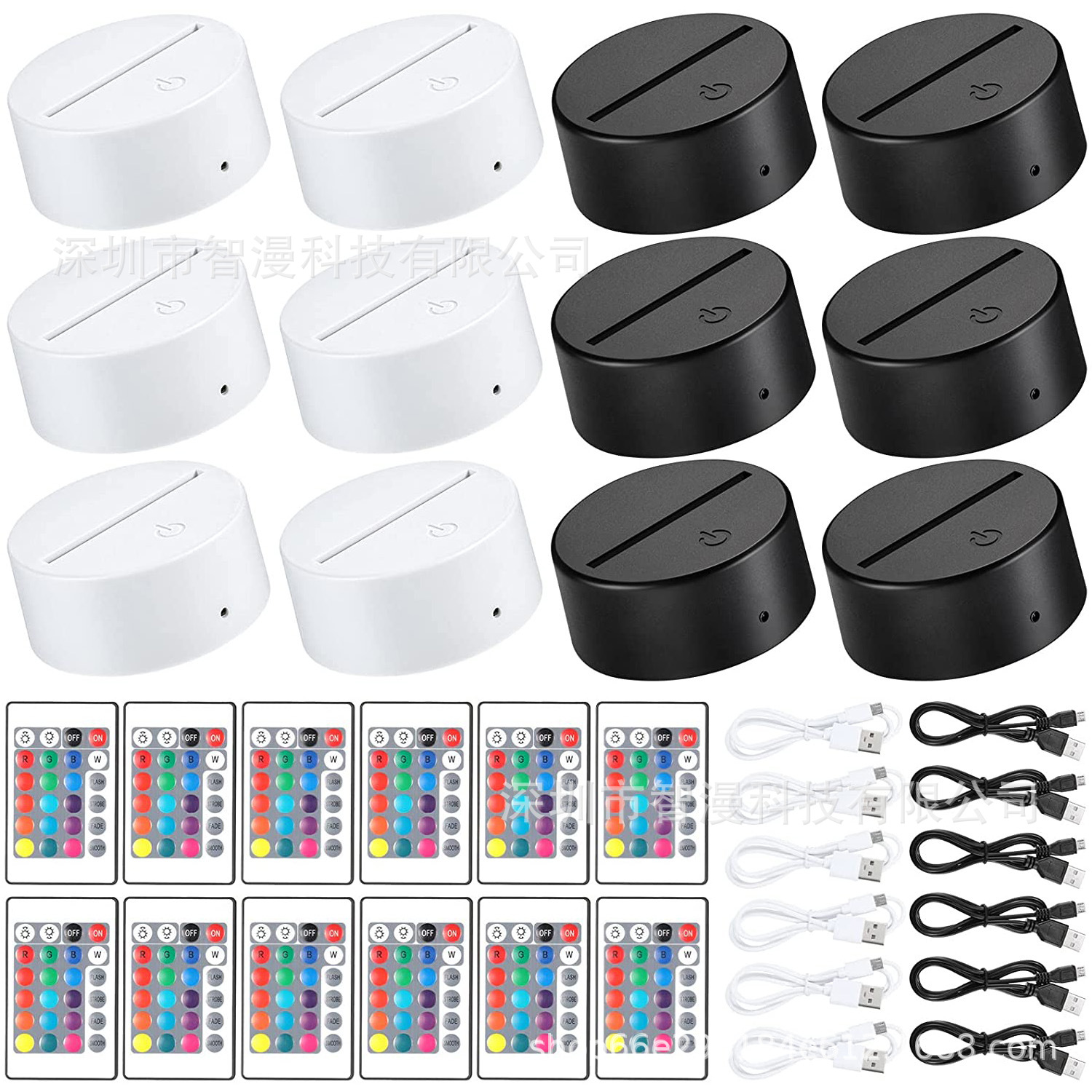 Transfronterizo nuevo exótico 3D luz de la noche del USB Touch Control remoto colorido luz de la noche tablero de luz de acrílico y base separada